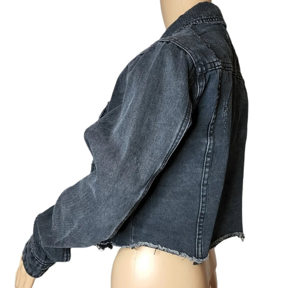 Mono b charcoal distressed jean jacket. - Picture 12 of 17